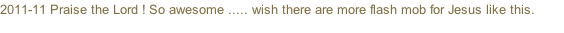 2011-11 Praise the Lord ! So awesome ..... wish there are more flash mob for Jesus like this.